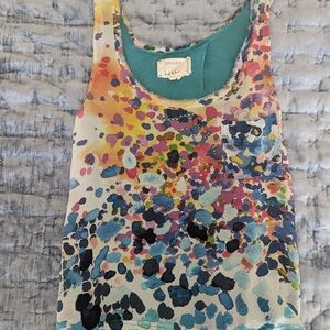 Nicole Miller Artelier Silk Tank Top w/open back - splatter print - size small